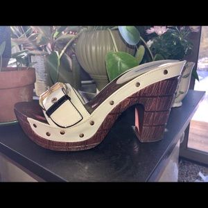 White heeled sandals